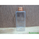 pet เหลี่ยม SB 180 ml. สีใส+ฝาอลูไม่ม้วนขอบสีทองด้าน  24มม.