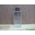 pet เหลี่ยม SB 180 ml. สีใส+ฝาอลูไม่ม้วนขอบสีน้ำตาล  24มม.