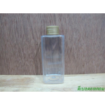 pet เหลี่ยม SB 180 ml. สีใส+ฝาเกลียวพลาสติกสีทอง  24มม.