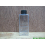 pet เหลี่ยม SB 180 ml. สีใส+ฝาเกลียวพลาสติกสีดำ  24มม.