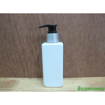 pet เหลี่ยม SB 180สีขาว+หัวปั้มดีดสีดำปากเป็ดเงินด้าน 24มม.