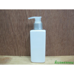 pet เหลี่ยม SB 180สีขาว+หัวปั้มดีดสีใสปากเป็ดเงินด้านคาดริ้ว 24มม.
