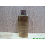 ขวด pet เหลี่ยม SB 180 ml. สีชาทอง+ฝาอลูไม่ม้วนขอบสีน้ำตาล  24มม.
