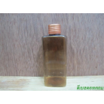 ขวด pet เหลี่ยม SB 180 ml. สีชาทอง+ฝาอลูไม่ม้วนขอบสีทองด้าน  24มม.