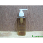 ขวด pet เหลี่ยม SB 180 ml. สีชาทอง+หัวปั้มดีดสีขาวปากเป็ด 24มม.