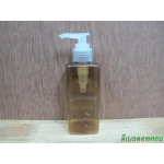 ขวด pet เหลี่ยม SB 180 ml. สีชาทอง+หัวปั้มดีดสีใสปากเป็ด 24มม.