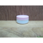 ตลับพรพลาสติกฝาชมพูก้นขาวคาดเงิน-ทอง 5 กรัม