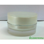 กระปุกกลมตรง สีขาวมุก ขอบขลิบ 15g