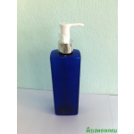 SB-240mlแบน สีน้ำเงิน +ปั้มดีดทรงก๊อกน้ำคอ 24 หัวขาวขอบเงินเงา