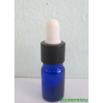 ขวดอโรมาน้ำเงินใส  5 ml +ดรอปเปอร์ดำ+จุกบีบสีขาว