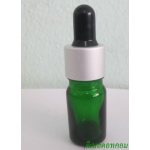 ขวดอโรมาเขียวใส  5 ml + ดรอปเปอร์เงินด้าน+จุกบีบดำ
