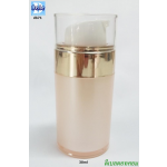 (กำลังมา) ขวดสุญญากาศสีโอรส ปั้มเฉียงฝาครอบใส 30 ml