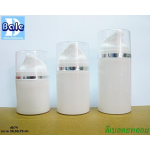 ขวดปั้มสูญญากาศสีขาว +จุกปิดฝาครอบ 30,50,75 ml