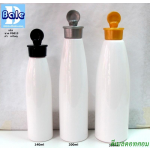 ขวดพลาสติกทรงดิสอ PG013 + ฝาเหรียญสี ขนาด 140,200,300, ml