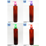 ขวดไหล่ตัด ทรงกระบอก สีชา 250 ml + ปั้มเป็ดสี