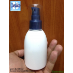 ขวดปั้ม สีขาวทรงระฆัง + ปั้มเจลสีน้ำเงินฝาครอบใส 150ml