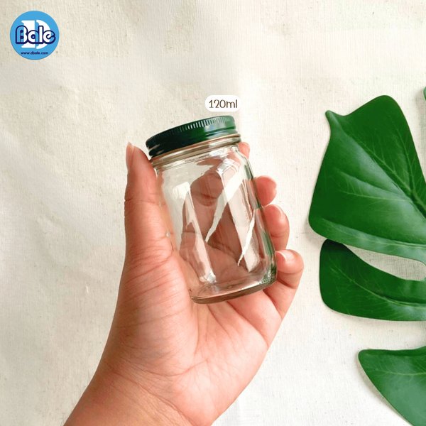 ขวดยาหม่องเนื้อแก้ว สีใสฝาเขียว w912 120ml.