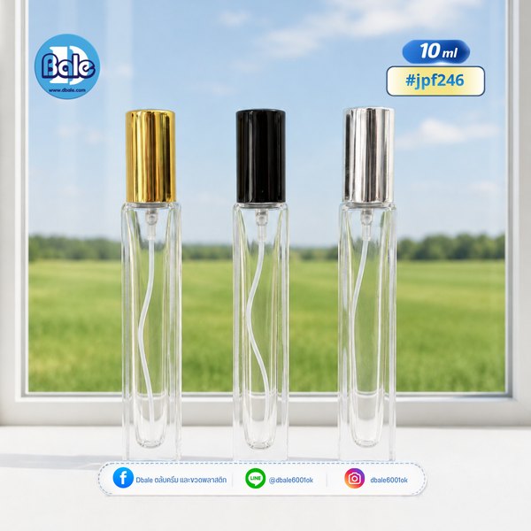 ขวดแก้ว สเปรย์ สีใสทรงเหลี่ยม jpf246 10ml.