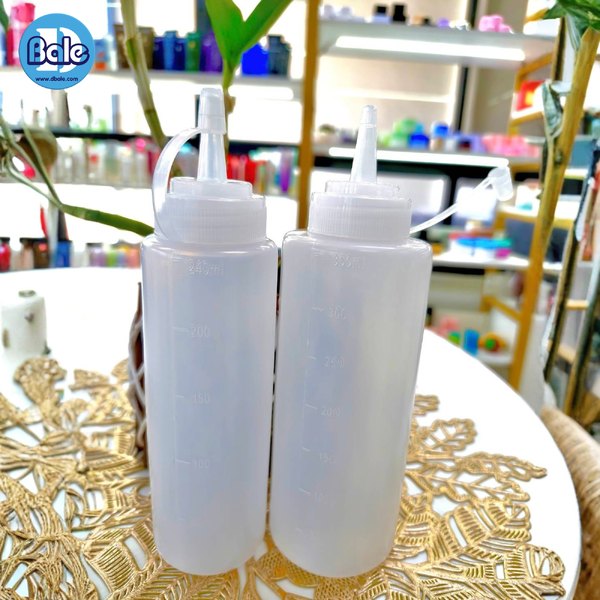 ขวดซอสทรงกระบอก สีขุ่นใส 360ml. pet-094