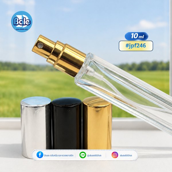 ขวดแก้ว สเปรย์ สีใสทรงเหลี่ยม jpf246 10ml.