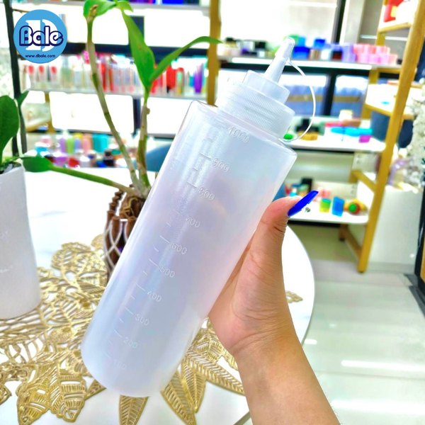 ขวดซอสทรงกระบอก สีขุ่นใส 1,000ml. pet-094