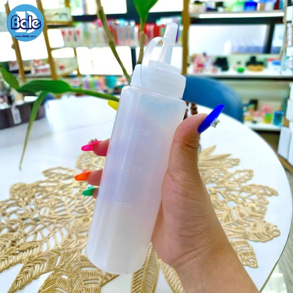 ขวดซอสทรงกระบอก สีขุ่นใส 240ml. pet-094