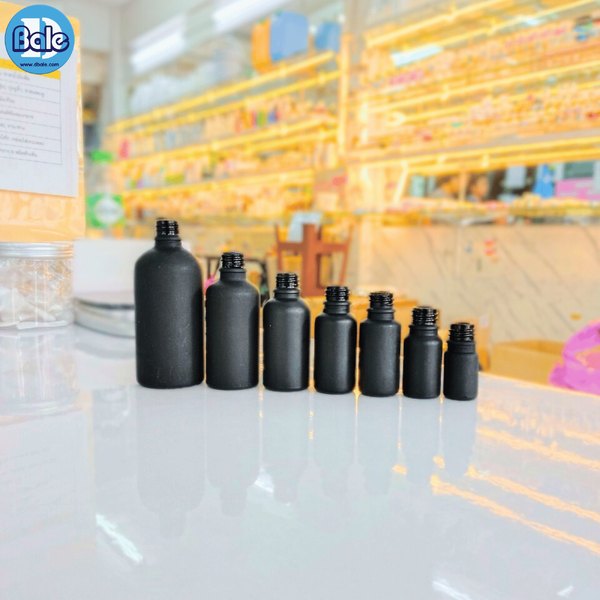 ขวดแก้วอโรมา สีดำขุ่น 5ml.,10ml.,15ml.,20ml.,30ml., 50ml.,100ml. jyblf