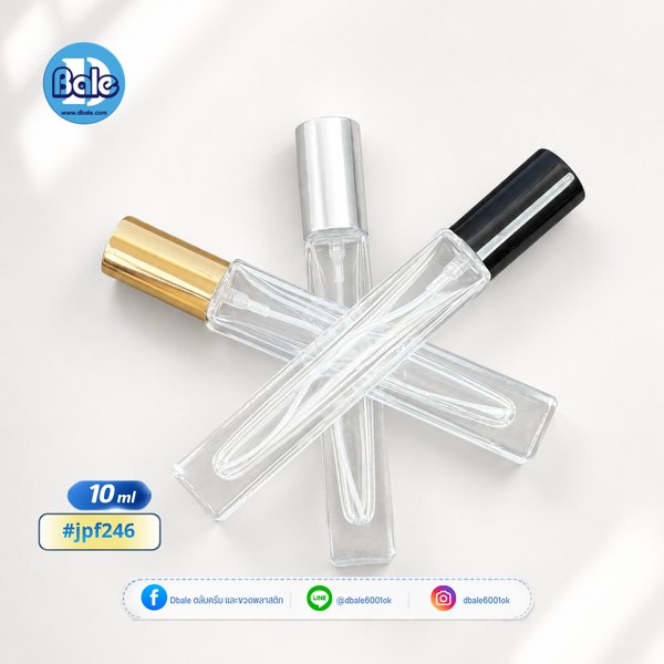 ขวดแก้ว สเปรย์ สีใสทรงเหลี่ยม jpf246 10ml.