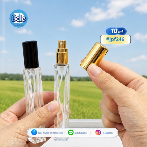 ขวดแก้ว สเปรย์ สีใสทรงเหลี่ยม jpf246 10ml.