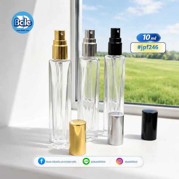 ขวดแก้ว สเปรย์ สีใสทรงเหลี่ยม jpf246 10ml.