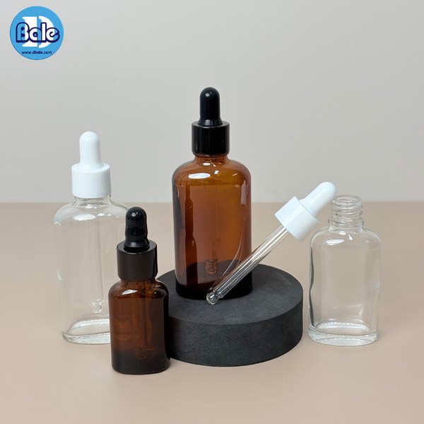 ขวดแก้วทรงแบน สีใส, ชาใส 5ml., 30ml., 50ml. c012
