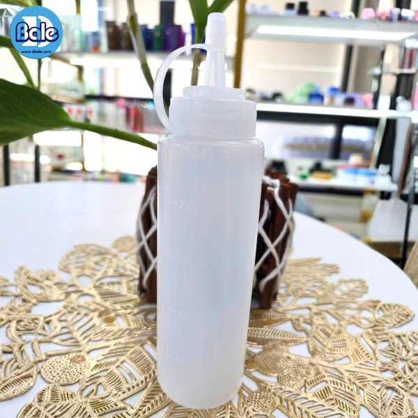 ขวดซอสทรงกระบอก สีขุ่นใส 240ml. pet-094